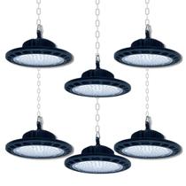 Kit Luminária Led Ufo Highbay 150w Redondo Galpão Industrial Branco Frio 6500K Bivolt