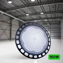 Kit Luminária Led Ufo Highbay 150w Redondo Galpão Industrial Branco Frio 6500K Bivolt