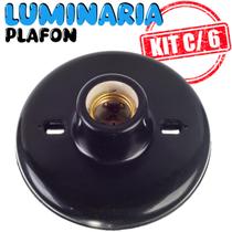 Kit Luminaria Parede teto Paflon Preto Bivolt 100W Luminaria Cozinha Quarto 6 unidades