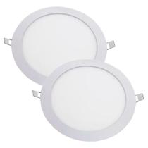 Kit Luminária Plafon LED Redondo de Embutir 24W - 6500K Com 2 Unidades (520,0029) - Noll LED
