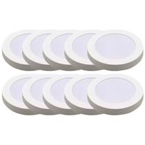 Kit Luminária Plafon LED Redondo de Sobrepor 24W - 6500K Com 10 Unidades (520,0013) - Noll LED