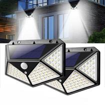 Kit Luminária Solar 100 Leds Sensor de presença Prova D'água p/ Jardim & ambiente Externo Luz Led Solar Lâmpada