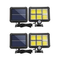 Kit Luminária Solar 120 Leds Luz De Jardim Para Parede Com Sensor De Presença Com 3 Funções