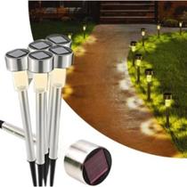 Kit Luminaria Solar Balizador Espeto Led Prata Decoração Quintal Piscina Quente 10UN 20UN 30UN Kit Luminaria Solar Balizador Espeto Led Prata Decoração Quintal Piscina Quente 10UN 20UN 30UN