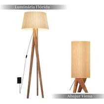 Kit Luminária Tripe Abajur Quarto Sala Madeira Decorativa