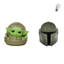 Kit Luminárias Capacete Mandalorian e Baby Yoda Grogu Star Wars com Lâmpadas LED Presente Geek Nerd