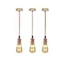 Kit Luminárias Pendentes Preto/Chumbo - LED - 3 unid.