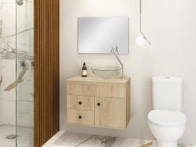Kit Luna 60 para banheiro com espelho e cuba suspenso MDF Cor:Nature