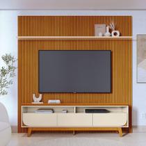 Kit Luna Painel Piso-Teto Ripado com Bancada 3 Gavetas Telescópicas - Pallazio Kit Luna Painel Piso-Teto Ripado com Bancada 3 Gavetas Telescópicas - Pallazio