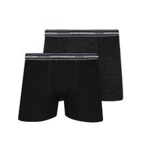 Kit Lupo 2 Cuecas Boxer De Algodão 00523 Preto/Mescla Kit Lupo 2 Cuecas Boxer De Algodão 00523 Preto/Mescla