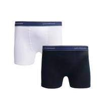Kit Lupo 2 Cuecas Boxer Infantil Básica 00141 Branco/Marinho