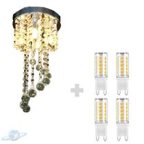 Kit Lustre Cristal Redondo Plafon Redondo 25cm C/ Lâmpada G9 5w BQ