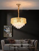 Kit Lustre De Cristal Pendente Dourado 50cm Redondo + Vela