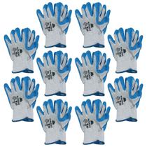 Kit Luva Algodão Palma Azul Látex M 10 Pares - MARLUVAS