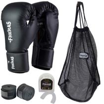 Kit Luva Boxe e Muay Thai Fheras com Bandagem, Bucal e Bolsa Telada Kit Luva Boxe e Muay Thai Fheras com Bandagem, Bucal e Bolsa Telada