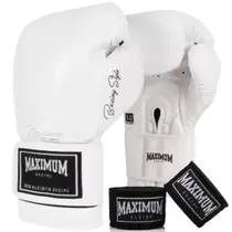 Kit Luva Boxe E Muay Thai Kickboxing Classic White + Bandagem 3 Metros - Maximum