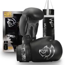 Kit Luva Boxe e Muay Thai + Saco Pancadas Pretorian Infantil