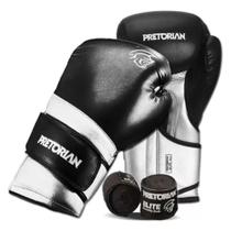Kit Luva Boxe Muay Thai Elite + Bandagem, Pretorian, Preto/