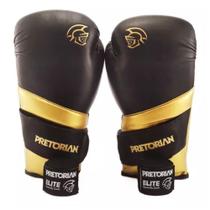 Kit Luva Boxe Muay Thai Elite + Bandagem, Pretorian, Preto/