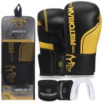 Kit luva boxe/muay thai first fx1 unis preto/amarelo pretorian Kit luva boxe/muay thai first fx1 unis preto/amarelo pretorian