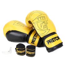 Kit Luva Boxe/Muay Thai Pretorian Core 14 Oz + Bandagem + Protetor Bucal