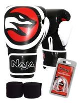 Kit Luva, Bucal, Bandagem - Muay Thai Boxe Kickboxing - Naja