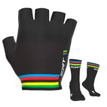 Kit Luva ciclismo meio dedo curto ERT Campeão Mundial + Meia Cor:PretoTamanho:PGênero:Unissex Kit Luva ciclismo meio dedo curto ERT Campeão Mundial + Meia Cor:PretoTamanho:PGênero:Unissex