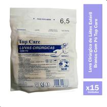 Kit Luva Cirúrgica de Látex Estéril N 6,5 Branco Com Pó 15 Peças Top Care