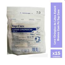 Kit Luva Cirúrgica de Látex Estéril N 7 Branco Com Pó 15 Peças Top Care