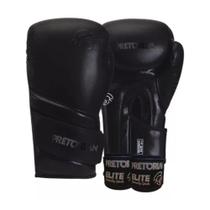 Kit Luva de Boxe e Muay Thai Elite Pretorian, Preto, 12 OZ