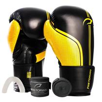 Kit Luva De Boxe E Muay Thai First FX1 + 1 Par de Bandagens + 1 Protetor Bucal - Pretorian