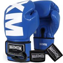 Kit luva de boxe muay thai kickboxing mxm azul + bandagem 3m + protetor bucal - maximum