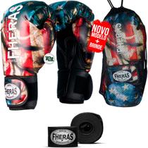 Kit Luva de Boxe Muay Thai MMA Bandagem e Bucal 10oz EUA - Fheras