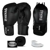 Kit Luva De Boxe Muay Thai Mma Bandagem E Bucal Fheras