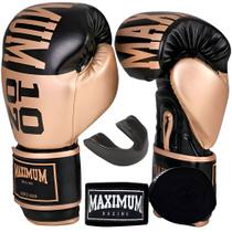 Kit luva de boxe muay thai trainning + bandagem 3m + protetor bucal - maximum