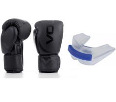 Kit Luva de Boxe/Muay Thai Vollo Preta 14 Oz Training + Protetor Bucal Duplo