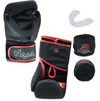 Kit Luva de Boxe Naja Black + Protetor Bucal + Bandagem - Preta/Vermelha Kit Luva de Boxe Naja Black + Protetor Bucal + Bandagem - Preta/Vermelha