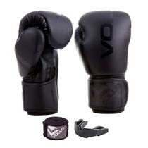 Kit Luva de Boxe Preta 10 Oz + Bandagem + P. Bucal - Vollo Kit Luva de Boxe Preta 10 Oz + Bandagem + P. Bucal - Vollo