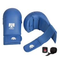 Kit Luva De Karatê Azul G (Homologada Cbk) + Bandagem - MKS Combat Kit Luva De Karatê Azul G (Homologada Cbk) + Bandagem - MKS Combat