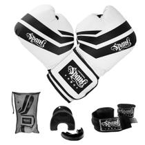 Kit Luva De Muay thai Boxe Pro Spank com Protetor Bucal e Bandagem 3Metros Kit Luva De Muay thai Boxe Pro Spank com Protetor Bucal e Bandagem 3Metros