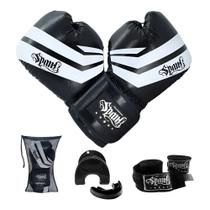 Kit Luva De Muay thai Boxe Pro Spank com Protetor Bucal e Bandagem 3Metros Kit Luva De Muay thai Boxe Pro Spank com Protetor Bucal e Bandagem 3Metros