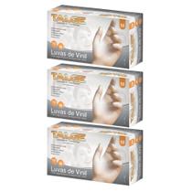 Kit Luva De Vinil Talge Tam. M Com Pó - 3 Caixas Com 100 Unidades Cada