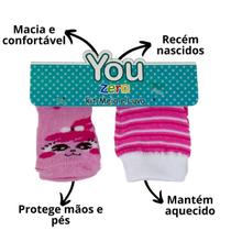 Kit luva e meia recem nascido bebe infantil mantem o bebe aquecido