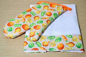 Kit Luva e Pano de Prato 2 Peças - Legumes