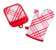 Kit Luva E Pegador Estampado Xadrez Vermelho Jolitex Kit Luva E Pegador Estampado Xadrez Vermelho Jolitex