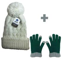 Kit Luva Frio Quentinha Touch Screen E Touca Inverno Tricôt
