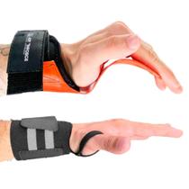 Kit Luva Grip + Munhequeira Treinos Academia Pegada Firme Muculação Treinos Laranja