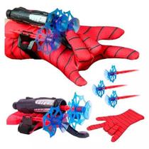 Kit Luva Lança Teia Homem Aranha Infantil Brinquedo Spider Man Herói Lançador Dardos Ventosa - Luva Homem Aranha Brinquedo