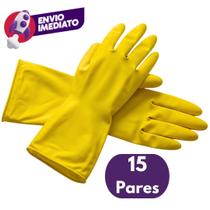 Kit Luva Latex Natural Amarela Multiuso Limpeza Faxina Jardinagem Proteção Quimica Segurança Kit Luva Latex Natural Amarela Multiuso Limpeza Faxina Jardinagem Proteção Quimica Segurança