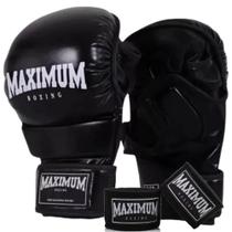 Kit Luva Mma Maximum Treino Sparring Grappling Combate + Bandagem 3 Metros